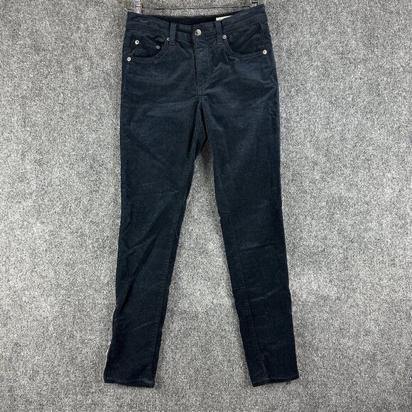 Rag & Bone Jean Womens 26 Navy Velvet Skinny 5 Pocket Style  Zip Ankle Stretch - Picture 1 of 9